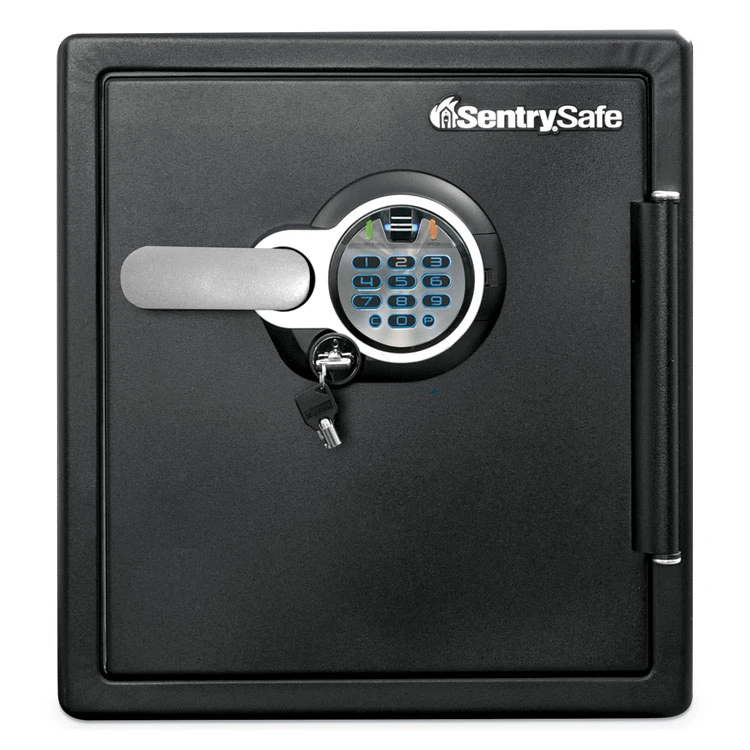 Fire-Safe With Biometric And Keypad Access, 1.23 Cu Ft, 16.3w X 19.3d X 17.8h, Black