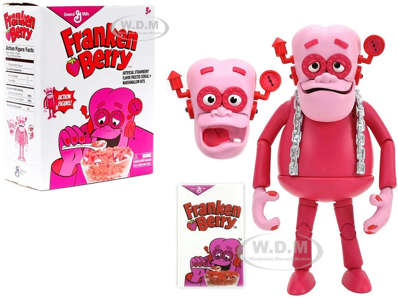 Franken Berry 6.25" Moveable Figurine With Alternate Head And Cereal Box "General Mills" 1/12 Scale By Jada
