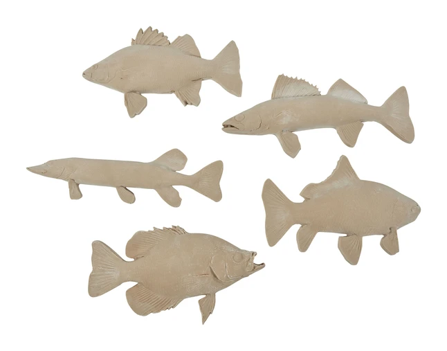 Sax Gyotaku Game Fish Print Models, Assorted Sizes, Tan, Set Of 5