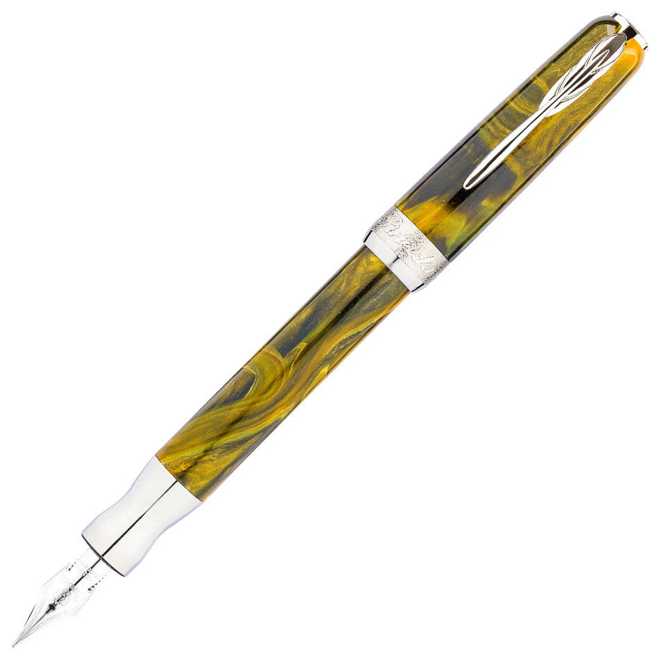 Pineider La Grande Bellezza Gemstone Fountain Pen, Tigers Yellow, Medium Nib