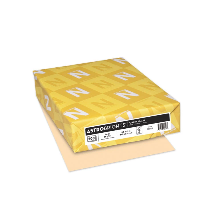 Color Paper, 24 Lb Bond Weight, 8.5 X 11, Punchy Peach, 500/Ream