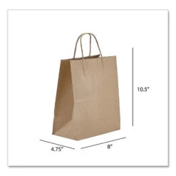 Kraft Paper Bags, Tempo, 8 X 4.75 X 10.5, Natural, 250/Carton