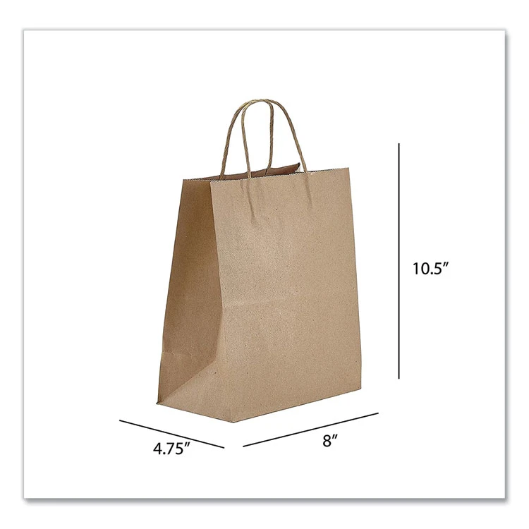 Kraft Paper Bags, Tempo, 8 X 4.75 X 10.5, Natural, 250/Carton