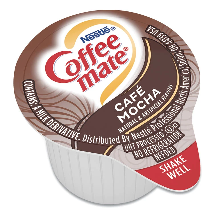 Liquid Coffee Creamer, Cafe Mocha, 0.38 Oz Mini Cups, 50/Box - Image 2