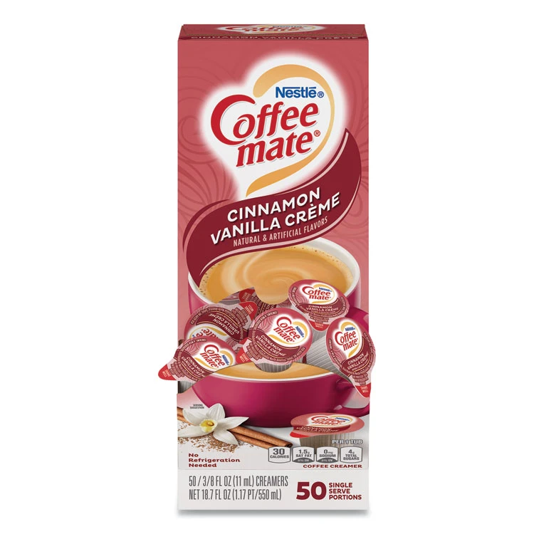 Liquid Coffee Creamer, Cinnamon Vanilla, 0.38 Oz Mini Cups, 50/Box, 4 Boxes/Carton, 200 Total/Carton - Image 2