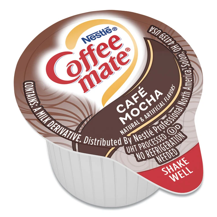 Liquid Coffee Creamer, Cafe Mocha, 0.38 Oz Mini Cups, 50/Box, 4 Boxes/Carton, 200 Total/Carton - Image 4