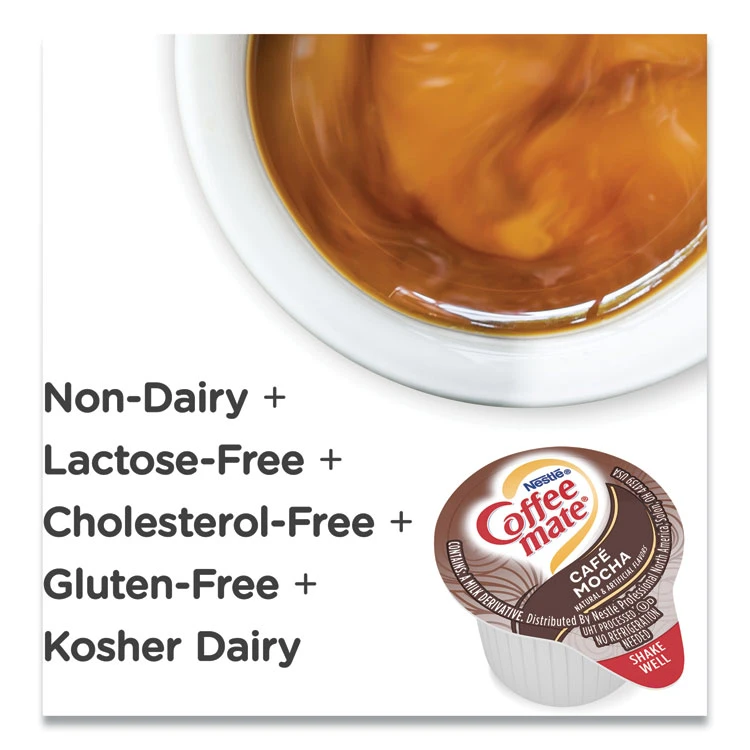 Liquid Coffee Creamer, Cafe Mocha, 0.38 Oz Mini Cups, 50/Box - Image 5