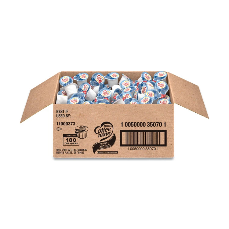 Liquid Coffee Creamer, French Vanilla, 0.38 Oz Mini Cups, 180/Carton