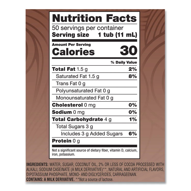 Liquid Coffee Creamer, Cafe Mocha, 0.38 Oz Mini Cups, 50/Box - Image 3