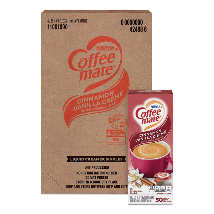 Liquid Coffee Creamer, Cinnamon Vanilla, 0.38 Oz Mini Cups, 50/Box, 4 Boxes/Carton, 200 Total/Carton - Image 3