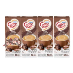 Liquid Coffee Creamer, Cafe Mocha, 0.38 Oz Mini Cups, 50/Box, 4 Boxes/Carton, 200 Total/Carton