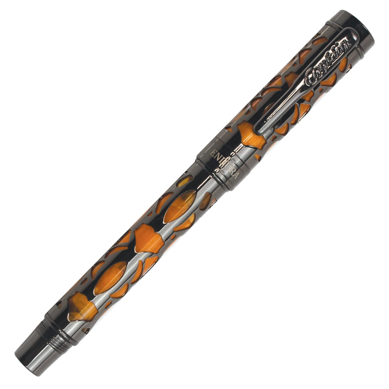 Conklin Endura Deco Crest Fountain Pen, Orange & Gunmetal - Image 2