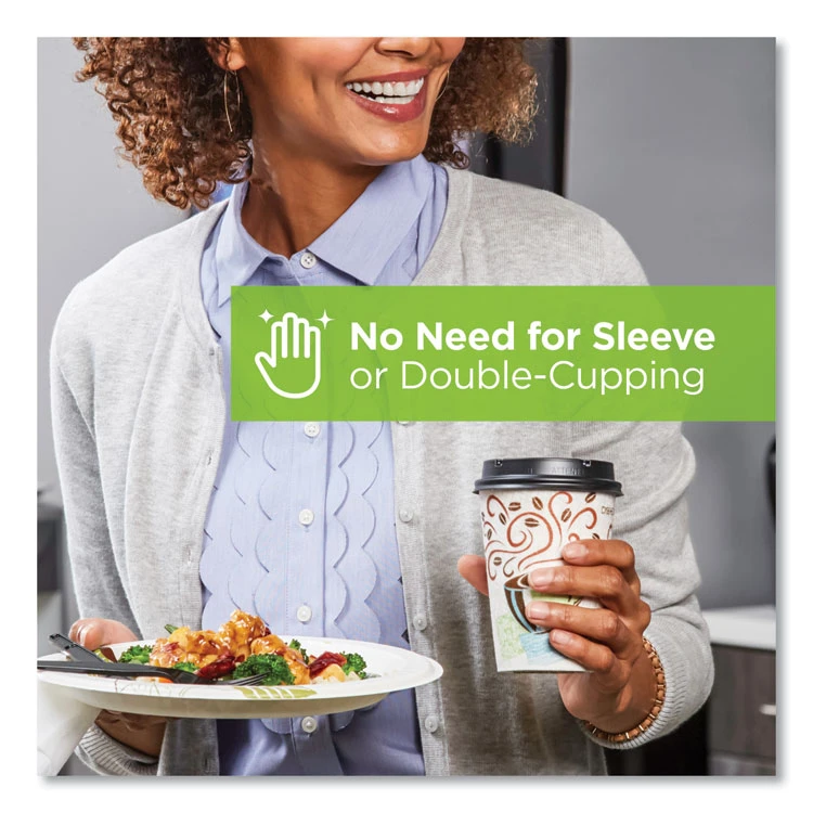 Dixie PerfecTouch Paper Hot Cups, 12 Oz, Coffee Haze Design, Individually Wrapped, 1,000/Carton - Image 6