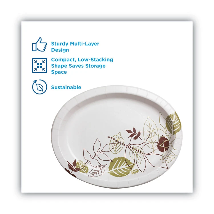 Dixie Pathways Heavyweight Oval Platters, 8.5 X 11, Green/Burgundy, 125/Pack - Image 2
