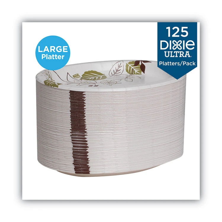 Dixie Pathways Heavyweight Oval Platters, 8.5 X 11, Green/Burgundy, 125/Pack - Image 3