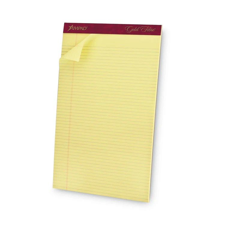 Gold Fibre Quality Writing Pads, Narrow Rule, 50 Canary-Yellow 8.5 X 14 Sheets, Dozen - Image 3