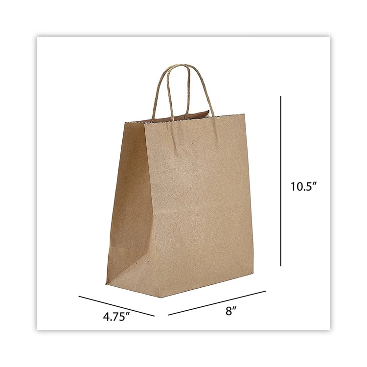 Kraft Paper Bags, Tempo, 8 X 4.75 X 10.5, Natural, 250/Carton - Image 2
