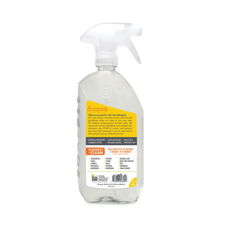Disinfectant Cleaner, Lemon Scent, 28 Oz Bottle, 6/Carton - Image 2