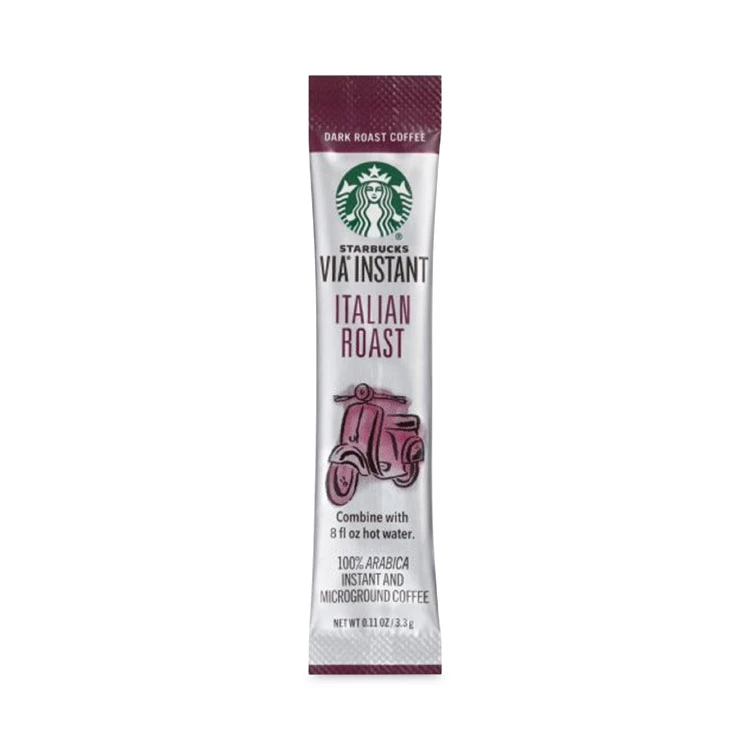 Starbucks VIA Ready Brew Coffee, 0.11 Oz, Italian Roast, 200/Carton