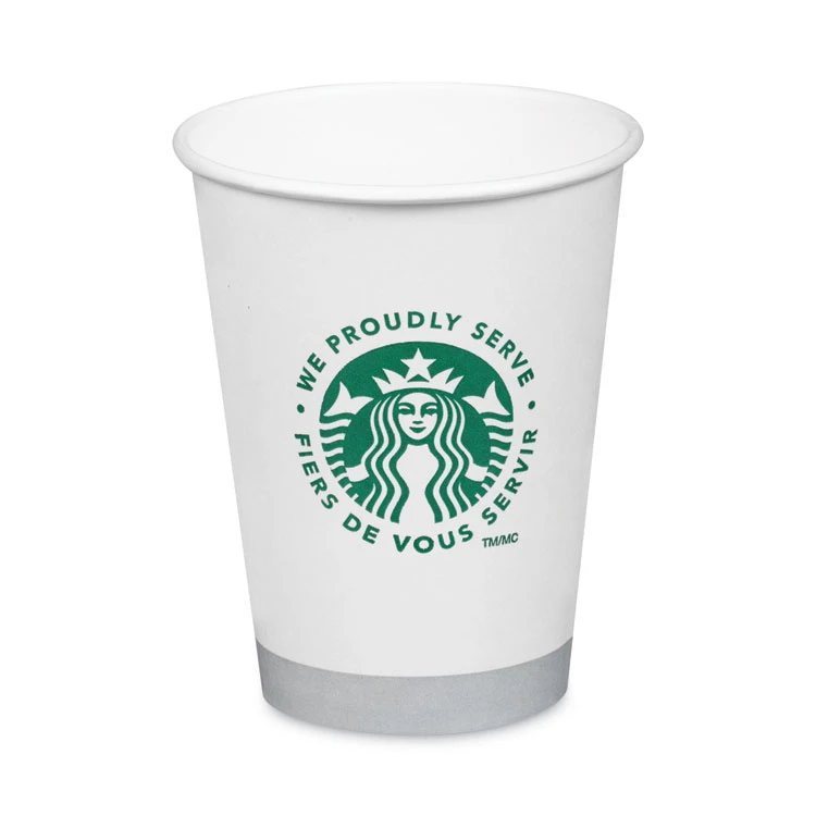 Hot Cups, 12 Oz, White With Green Starbucks Logo, 1,000/Carton
