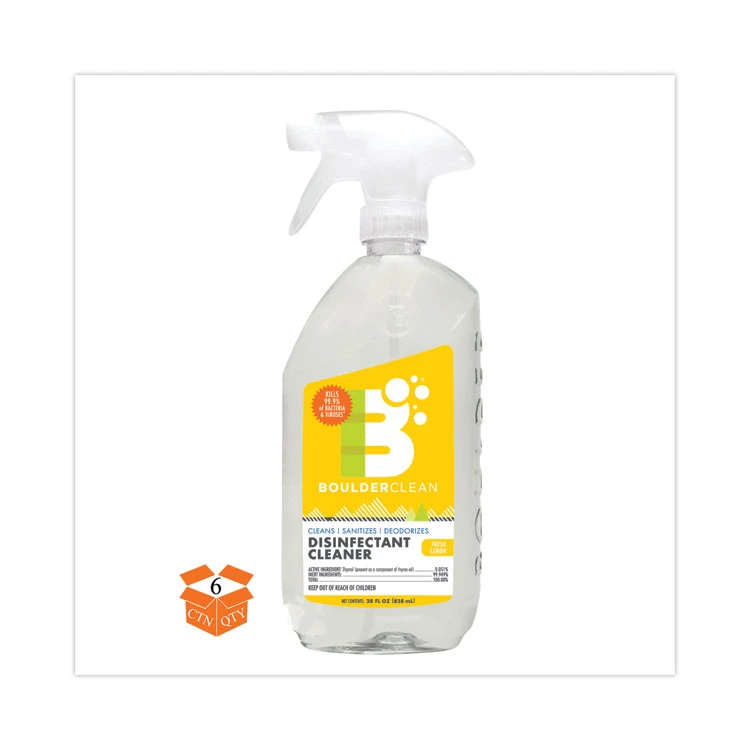 Disinfectant Cleaner, Lemon Scent, 28 Oz Bottle, 6/Carton