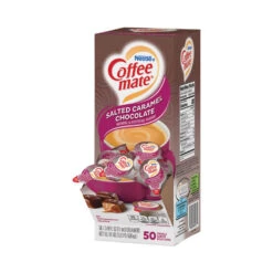 Liquid Coffee Creamer, Salted Caramel Chocolate, 0.38 Oz Mini Cups, 50/Box