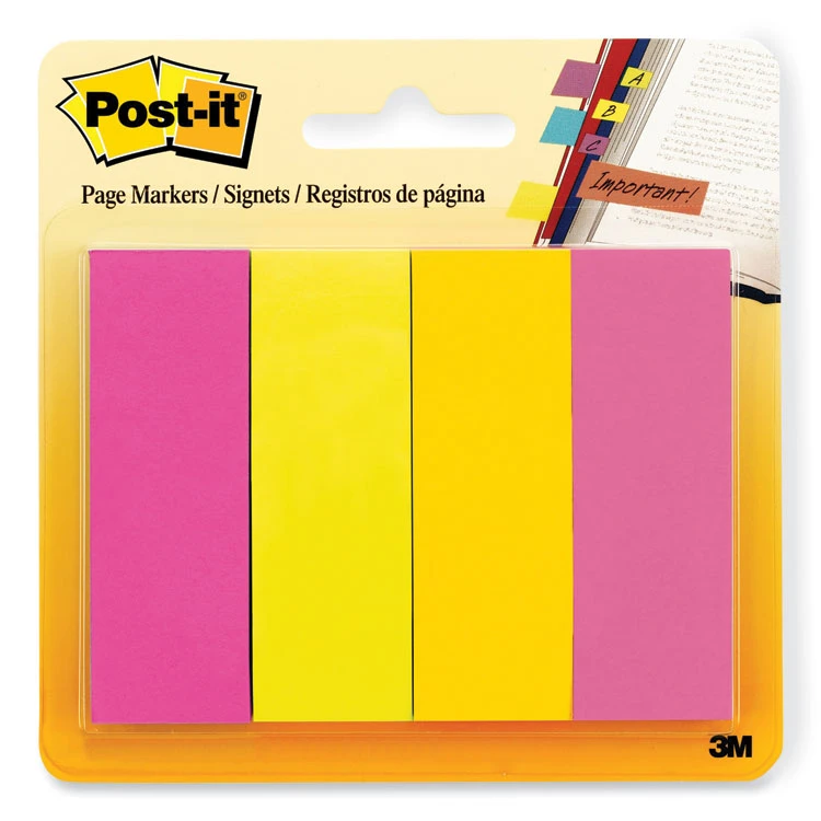 Post-it Page Flag Markers, Assorted Brights, 50 Flags/Pad, 4 Pads/Pack