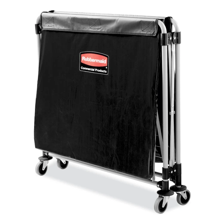One-Compartment Collapsible X-Cart, Synthetic Fabric, 9.96 Cu Ft Bin, 24.1" X 35.7" X 34", Black/Silver - Image 4