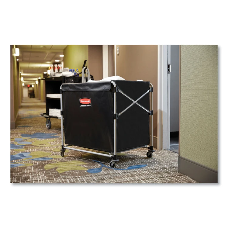 One-Compartment Collapsible X-Cart, Synthetic Fabric, 9.96 Cu Ft Bin, 24.1" X 35.7" X 34", Black/Silver - Image 6