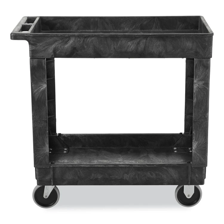 Service/Utility Carts, Plastic, 2 Shelves, 500 Lb Capacity, 34.13" X 17.38" X 32.38", Black - Image 3