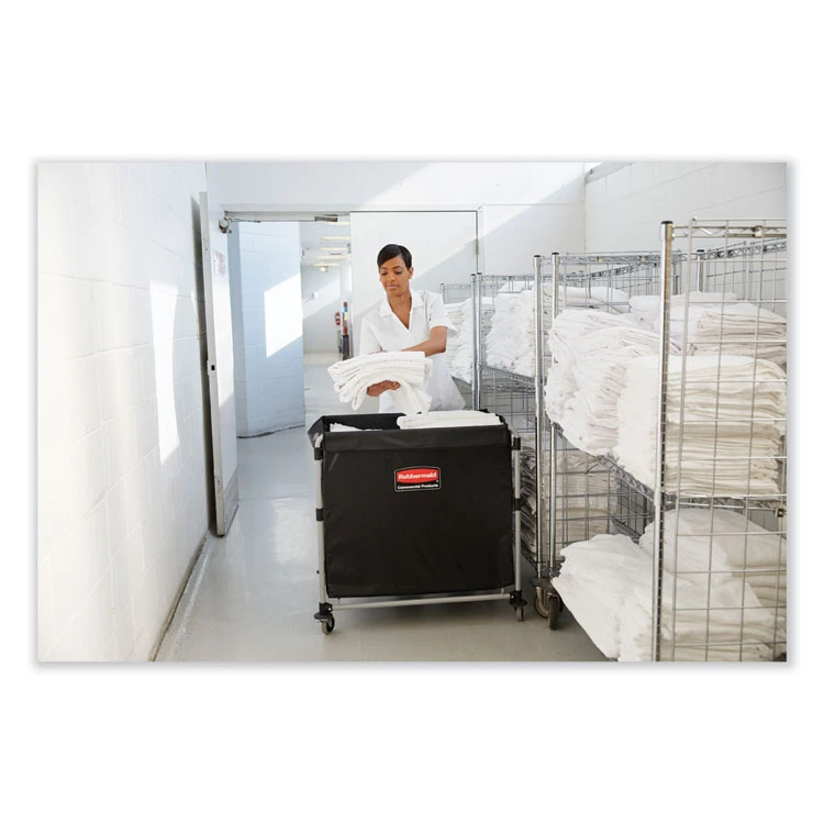 One-Compartment Collapsible X-Cart, Synthetic Fabric, 9.96 Cu Ft Bin, 24.1" X 35.7" X 34", Black/Silver - Image 5