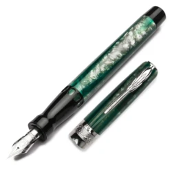 Pineider Arco Desert Beetle Fountain Pen, 14k Nib, Green & Black