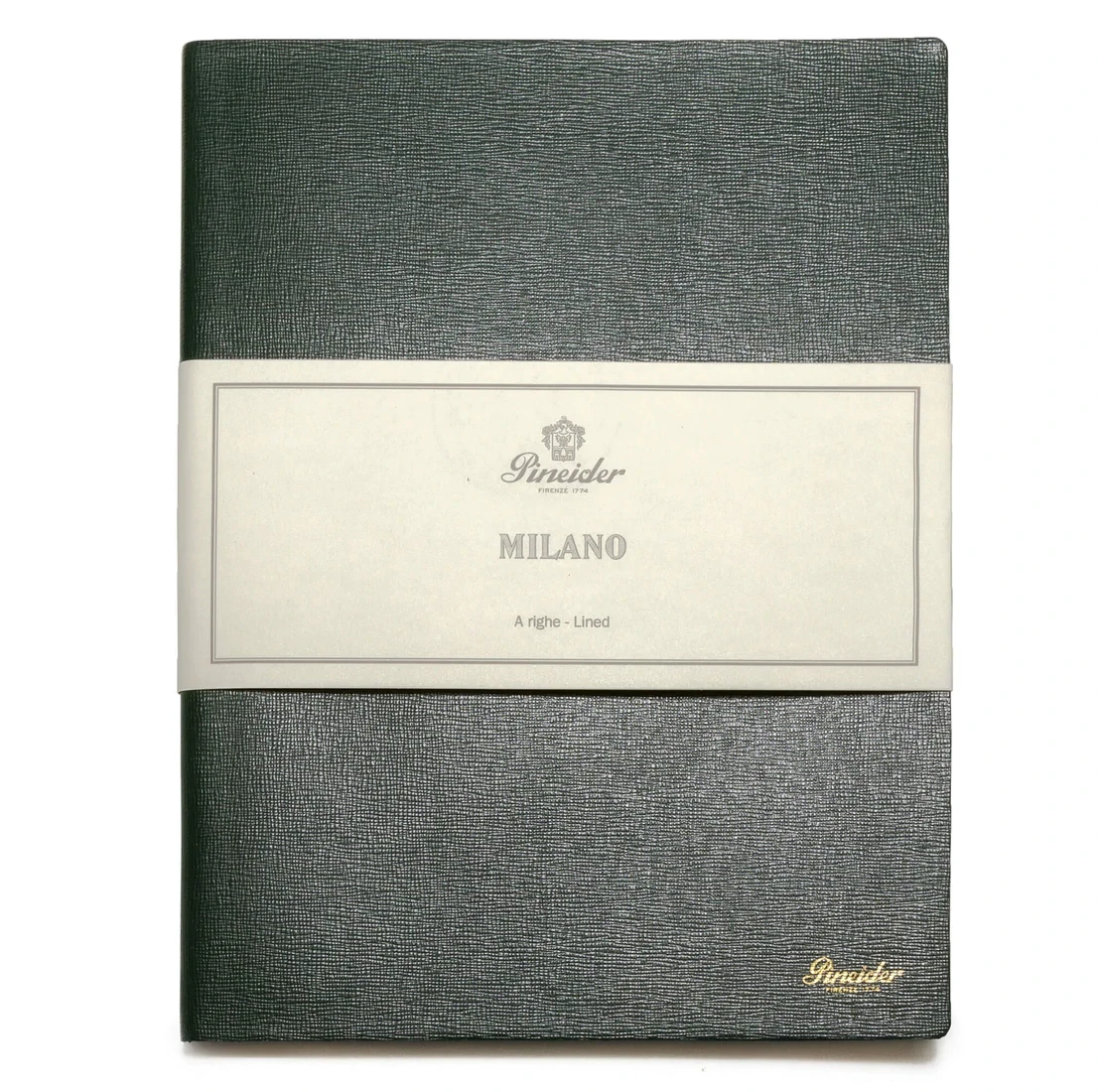 Pineider Notes Milano Leather Notebook, Green, Lined Ivory Paper
