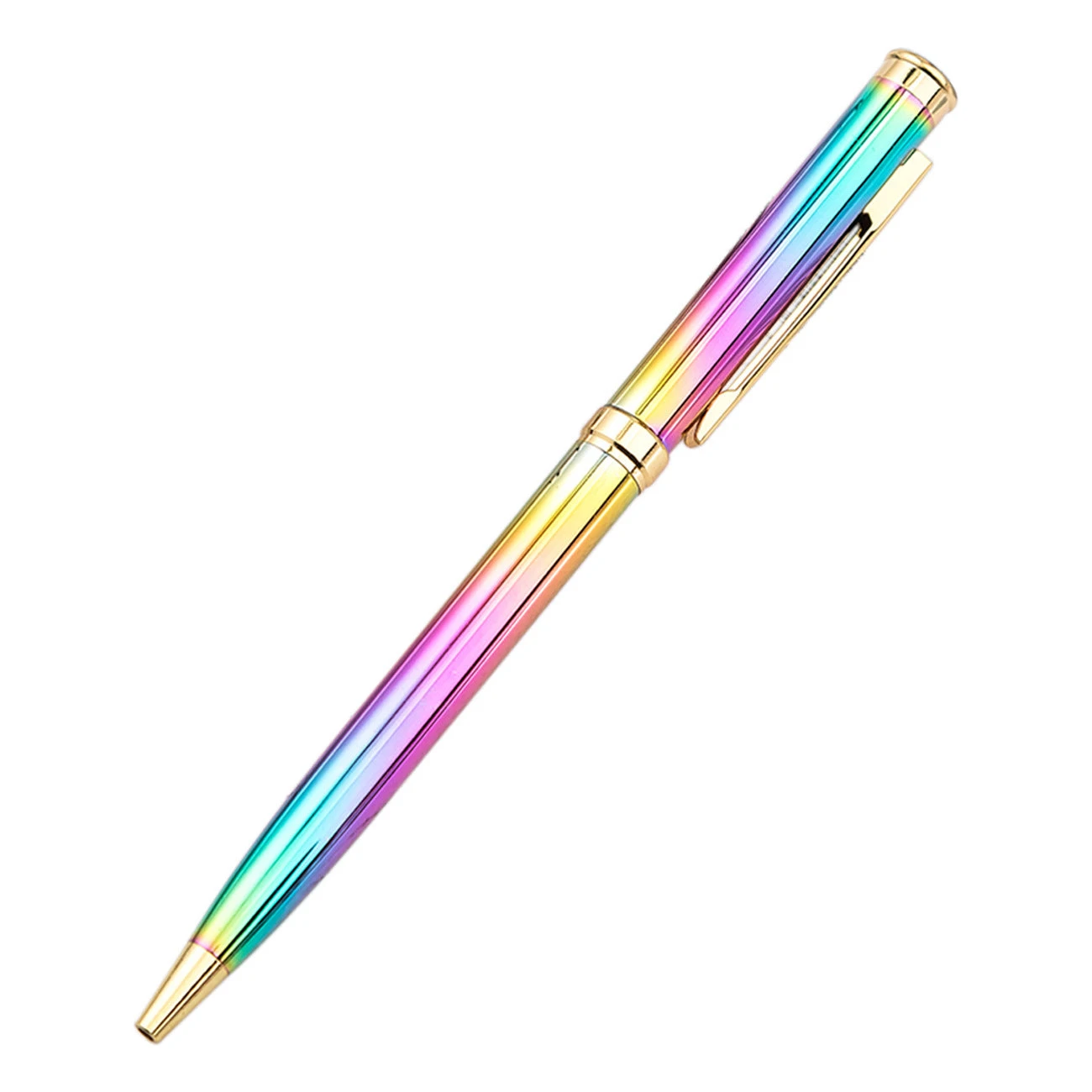 Skyline Metal Rainbow Ballpoint Pen, Gold Plated Accents