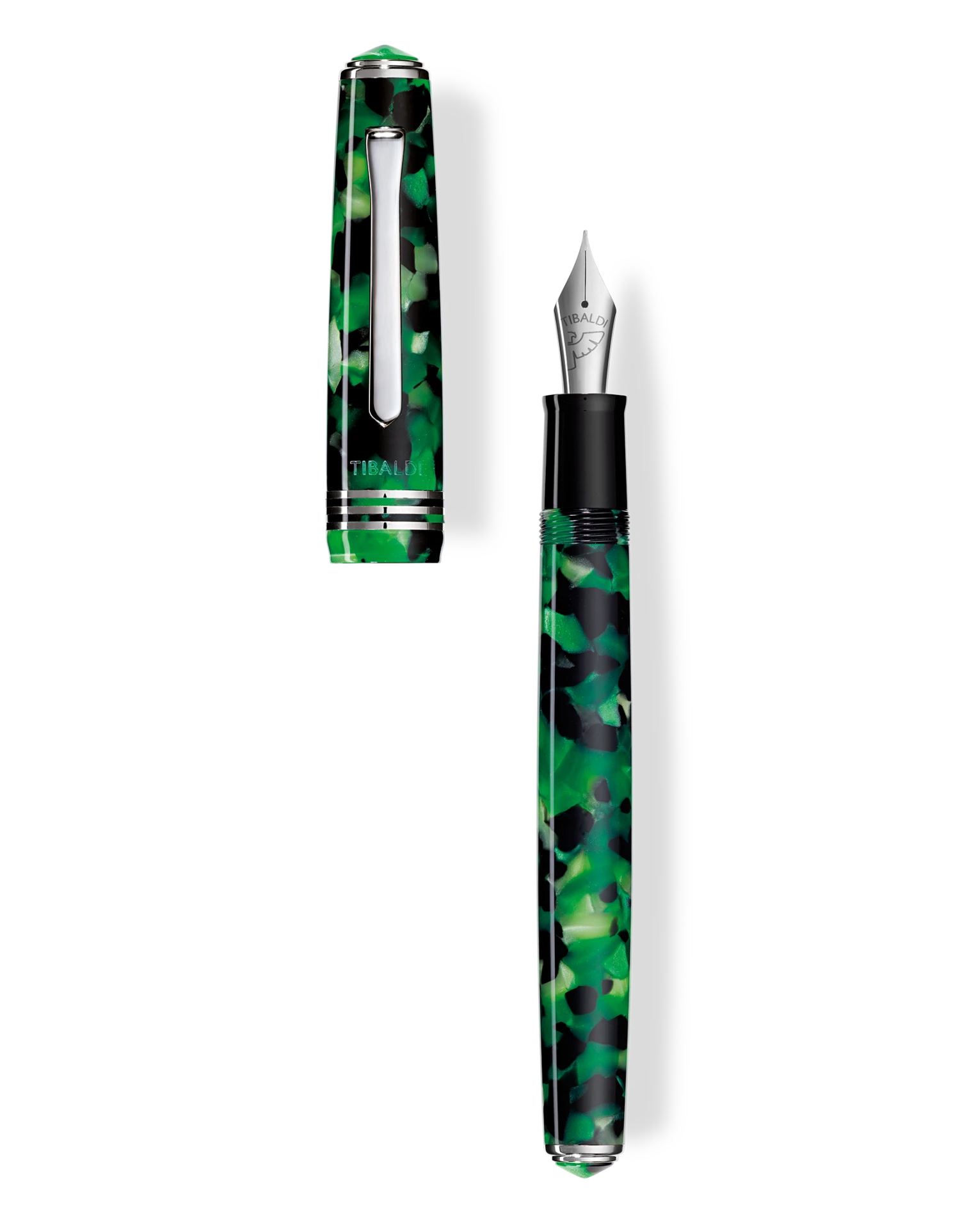 Tibaldi N60 Emerald Green Resin Fountain Pen, Palladium Trim, Extra-Fine Nib