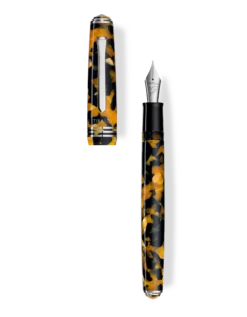 Tibaldi N60 Amber Yellow Resin Fountain Pen, Palladium Trim, Medium Nib