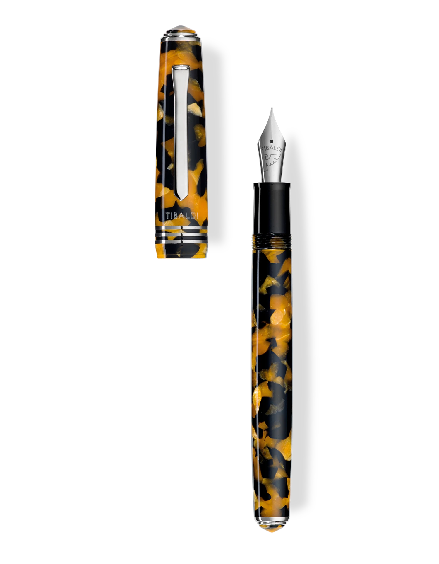 Tibaldi N60 Amber Yellow Resin Fountain Pen, Palladium Trim, Medium Nib