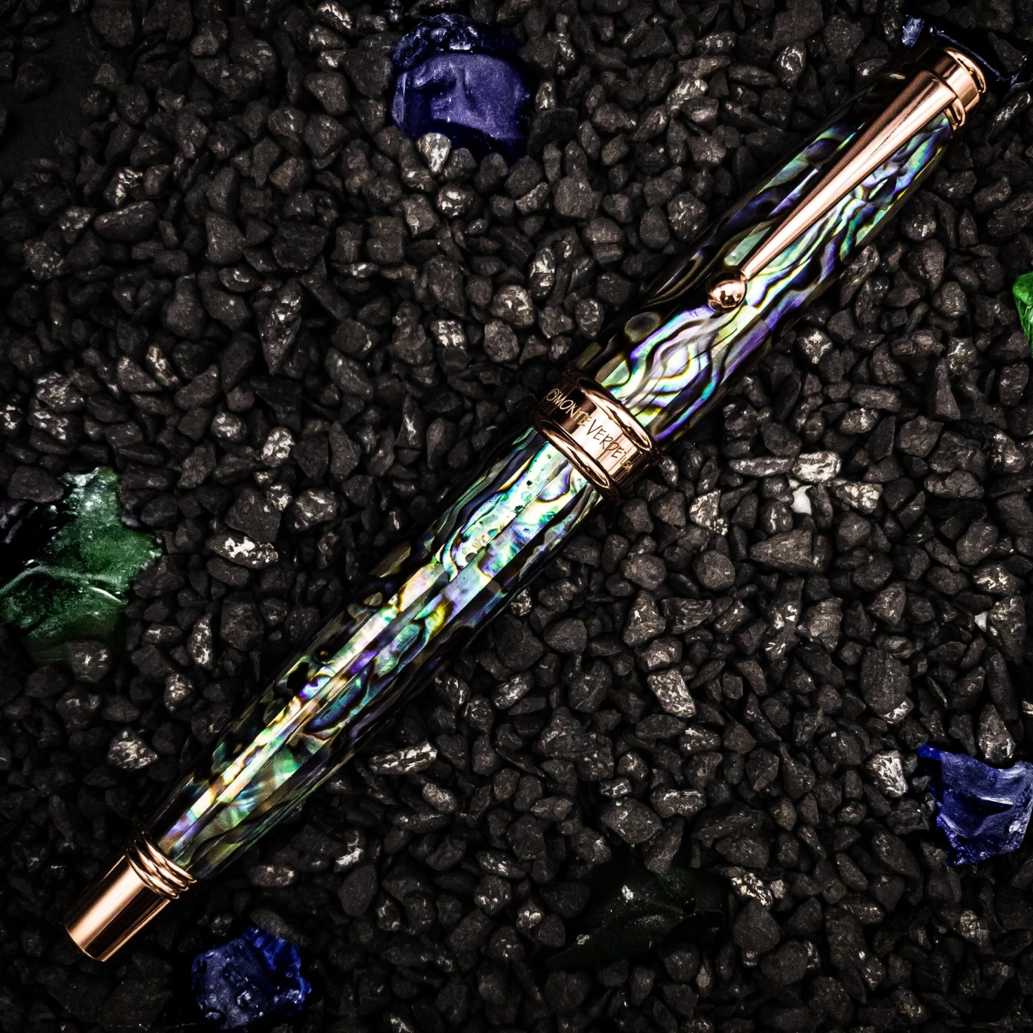 Monteverde Invincia Limited Edition Abalone Shell Rollerball Pen, Rose Gold Trim - Image 2