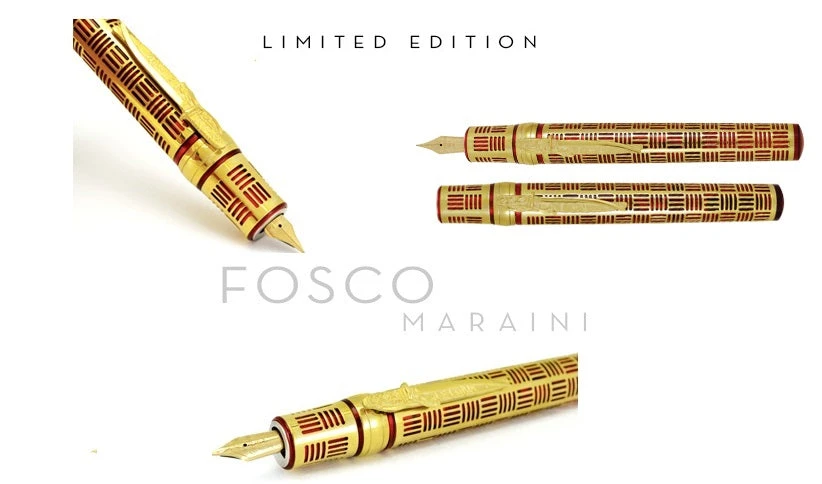 Stipula Davinci Fosco Maraini LE Capless Fountain Pen, Red & Gold, Ultra-Fine 14kt Sti-Flex Nib - Image 3