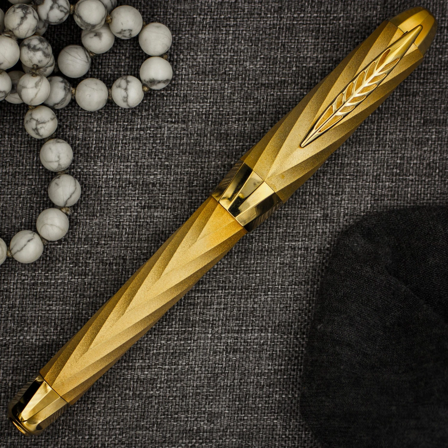 Pineider Matrix Jewelers Limited Edition Sterling Silver Fountain Pen, Yellow Gold - Image 2