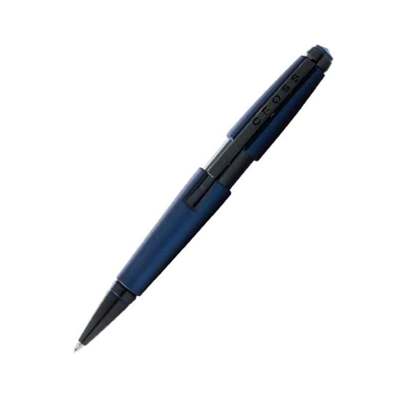 Cross® Cross Edge Black Gel Ink Matte Blue Lacquer Finish Roller Ball Pen With 1 Pc Black Gel Ink Refill Set, AT0555-12