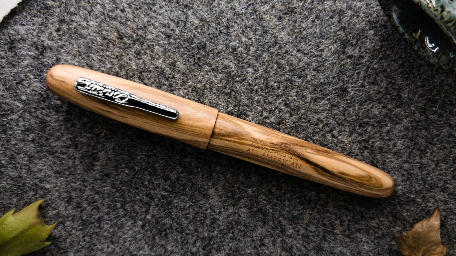 Conklin All American Limited Edition Olive Wood Fountain Pen, Chrome Trim - Image 2